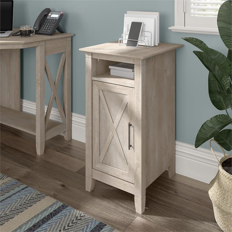 Pemberly Row Small Storage Cabinet with Door in Washed Gray - Engineered Wood