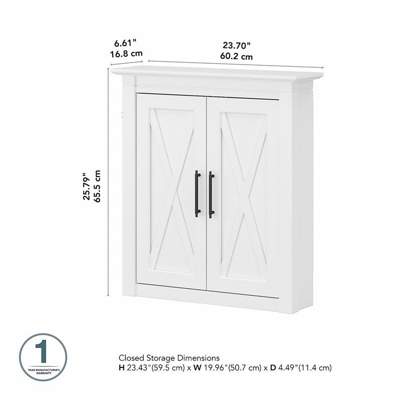 Pemberly Row Bathroom Wall Cabinet with Doors in White Ash - Engineered Wood