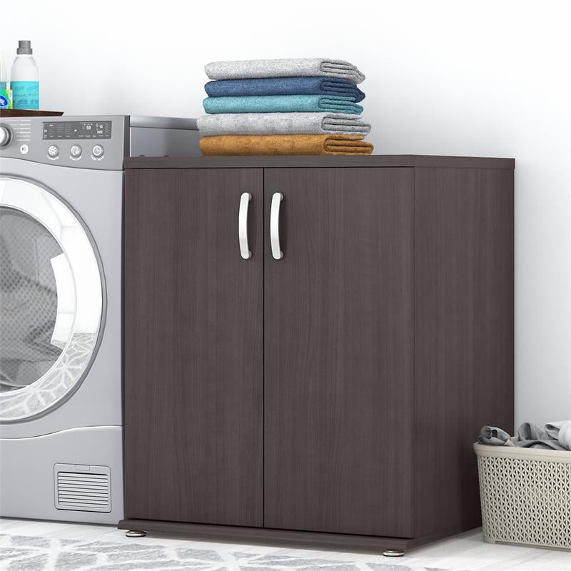 Pemberly Row Laundry Room Cabinet with Doors in Storm Gray - Engineered Wood