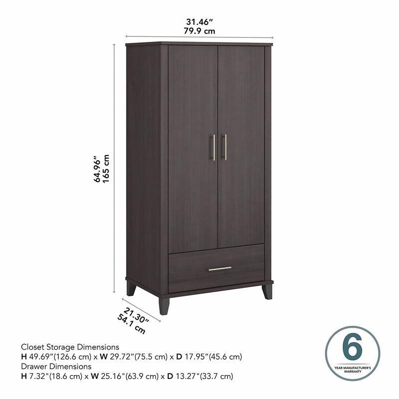 Pemberly Row Tall Storage Cabinet with Doors in Storm Gray - Engineered Wood