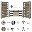 Pemberly Row Transitional Wood Tall TV Stand with 2 Bookcases in Washed Gray