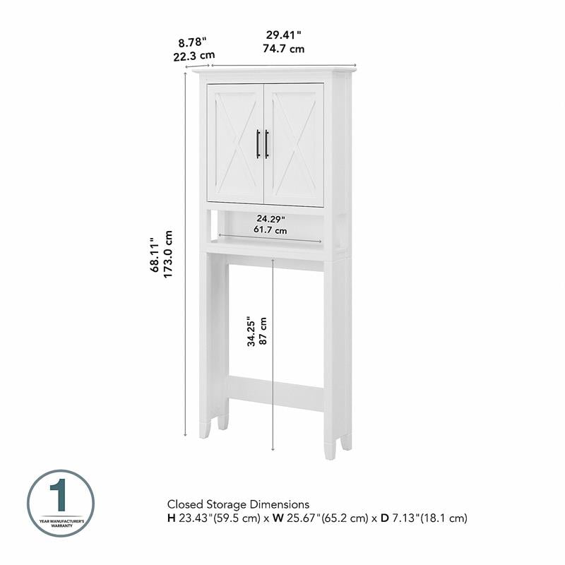 Pemberly Row Over The Toilet Storage Cabinet in White Ash - Engineered Wood