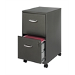 Pemberly Row 2-Drawer Modern Metal Mobile Smart Vertical Filing Cabinet in Gray