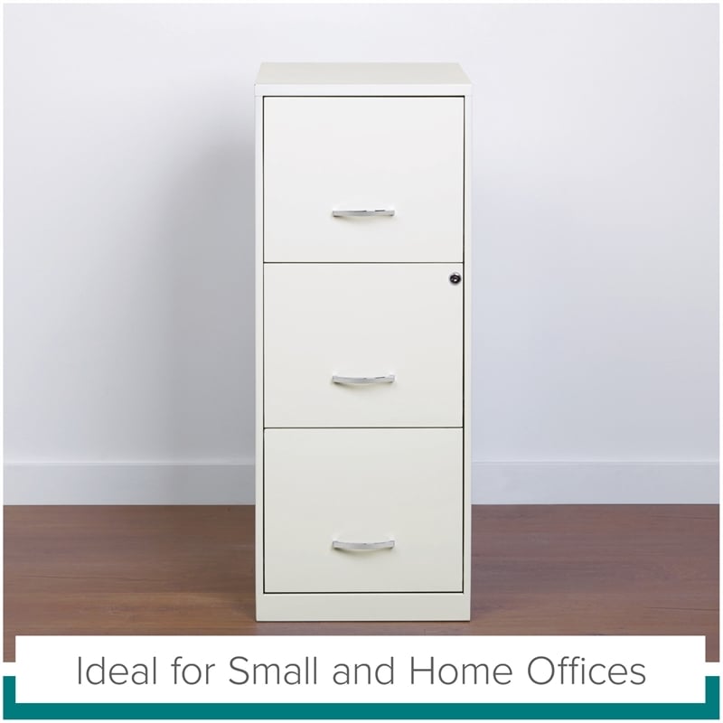 Pemberly Row 3 Drawers Vertical White Metal Filing Cabinet Pre-assembled