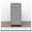 Pemberly Row 3 Drawers Vertical Silver Metal Filing Cabinet Pre-assembled