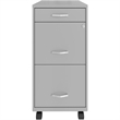 Pemberly Row 3 Drawers Vertical Silver Metal Filing Cabinet Pre-assembled