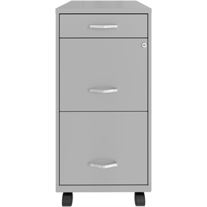 Pemberly Row 3 Drawers Vertical Silver Metal Filing Cabinet Pre-assembled