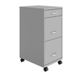 Pemberly Row 3 Drawers Vertical Silver Metal Filing Cabinet Pre-assembled
