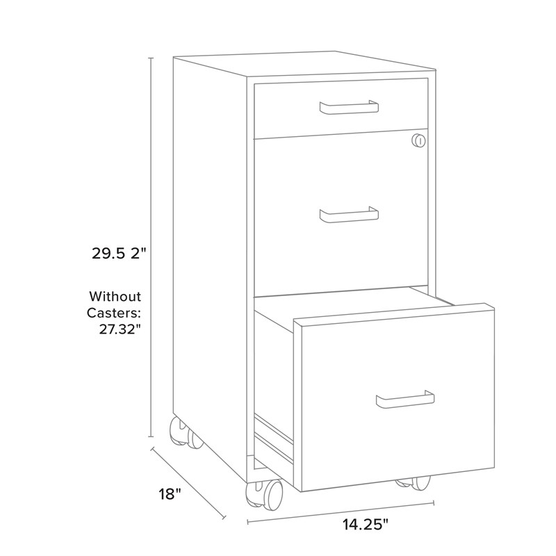 Pemberly Row 3 Drawers Vertical Silver Metal Filing Cabinet Pre-assembled