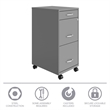Pemberly Row 3 Drawers Vertical Silver Metal Filing Cabinet Pre-assembled