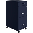 Pemberly Row Modern 3-Drawers Vertical Navy Metal Filing Cabinet Pre-assembled