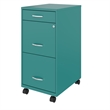 Pemberly Row 3 Drawers Vertical Turquoise Metal Filing Cabinet Pre-assembled