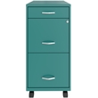 Pemberly Row 3 Drawers Vertical Turquoise Metal Filing Cabinet Pre-assembled