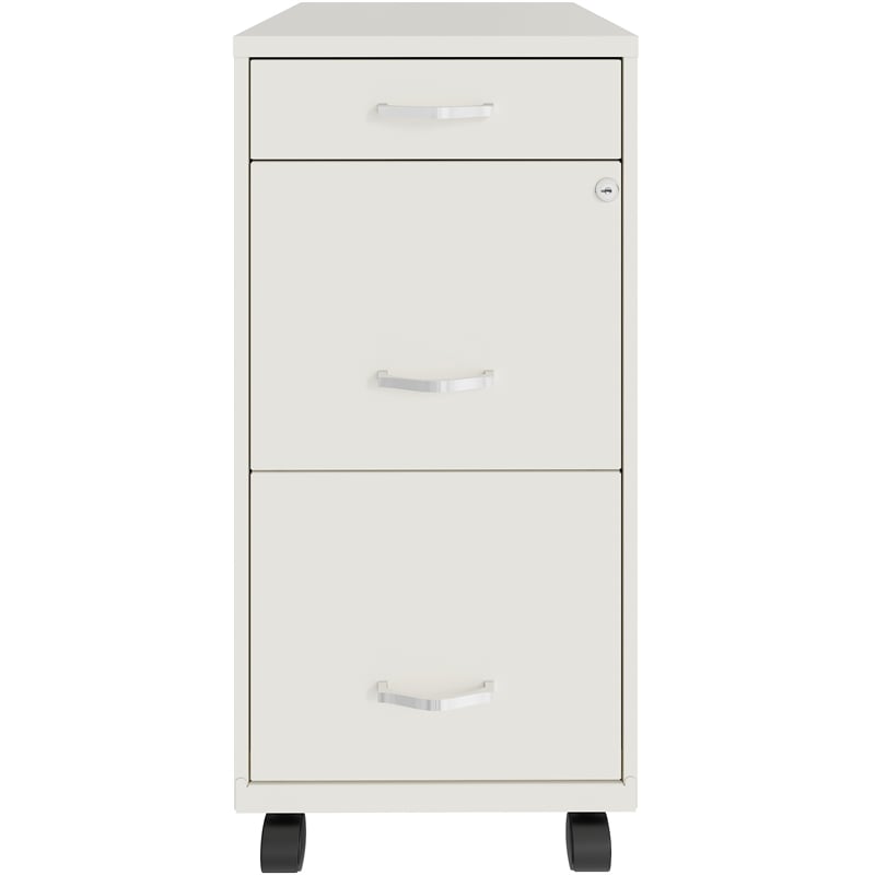 Pemberly Row Modern 3-Drawers Vertical White Metal Filing Cabinet Pre-assembled