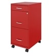 Pemberly Row 3 Drawers Vertical Red Metal Filing Cabinet Pre-assembled