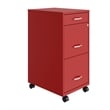 Pemberly Row 3 Drawers Vertical Red Metal Filing Cabinet Pre-assembled