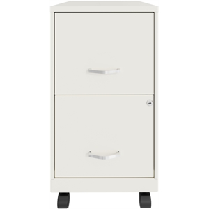 Pemberly Row 18in 2 Drawer Mobile Smart Vertical Filing Cabinet Pearl White