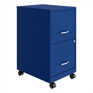 Pemberly Row 18&quot 2-Drawer Metal Mobile Smart Vertical Filing Cabinet in Blue