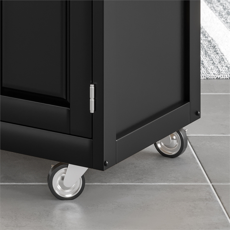Pemberly Row Traditional styled Wood Kitchen Cart in Black Finish
