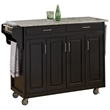 Pemberly Row Traditional styled Wood Kitchen Cart in Black Finish