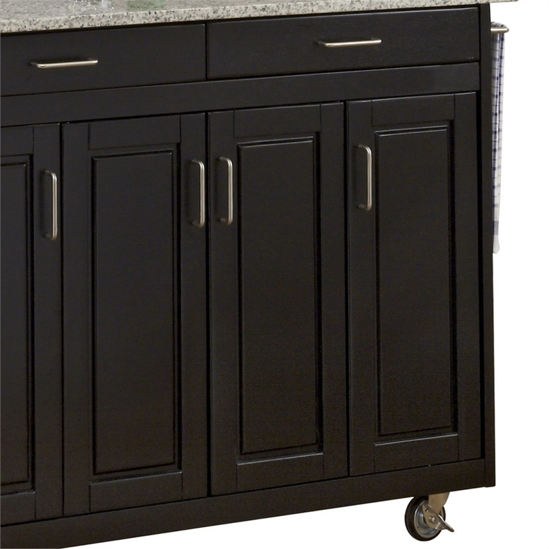 Pemberly Row Traditional styled Wood Kitchen Cart in Black Finish