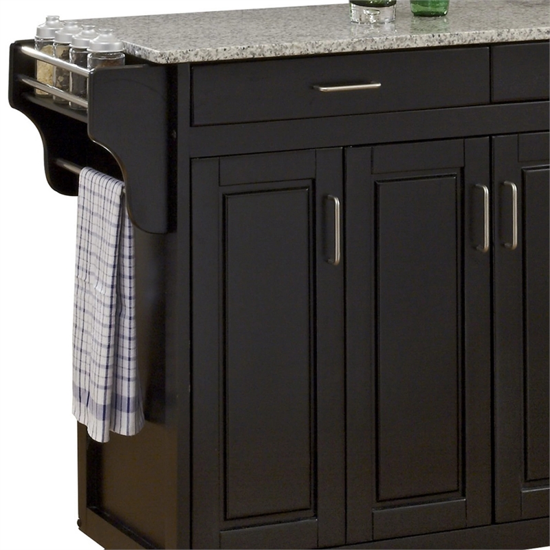 Pemberly Row Traditional styled Wood Kitchen Cart in Black Finish