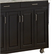 Pemberly Row Traditional styled Wood Kitchen Cart in Black Finish
