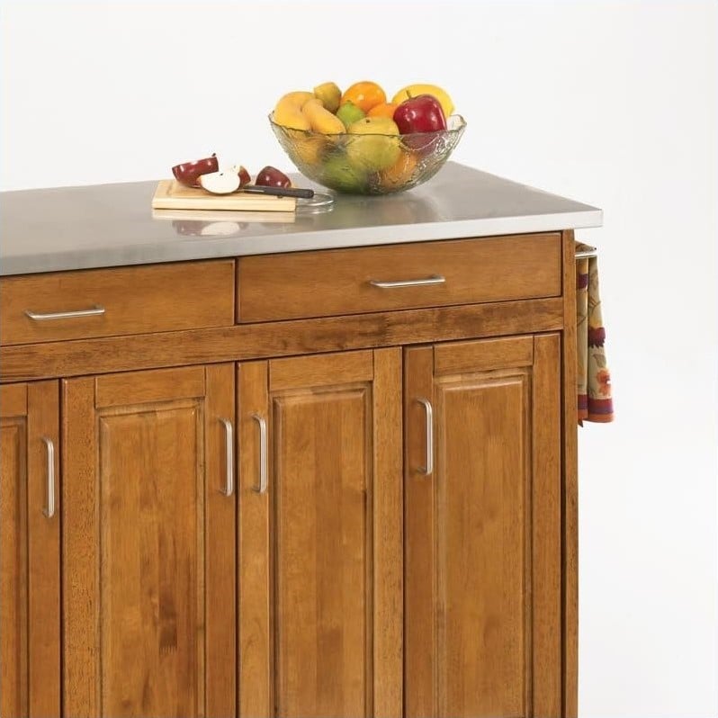 Pemberly Row Traditional Wood Rolling Kitchen Cart in Brown Finish