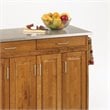 Pemberly Row Traditional Wood Rolling Kitchen Cart in Brown Finish