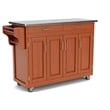 Pemberly Row Traditional Wood Rolling Kitchen Cart in Brown Finish
