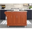 Pemberly Row Traditional Wood Rolling Kitchen Cart in Brown Finish