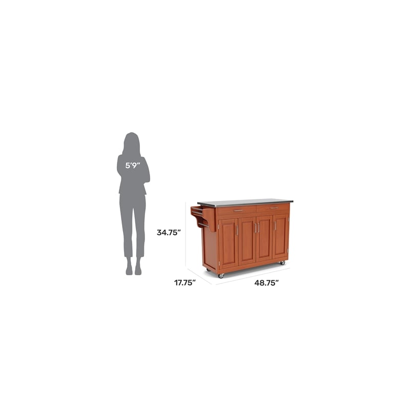 Pemberly Row Traditional Wood Rolling Kitchen Cart in Brown Finish
