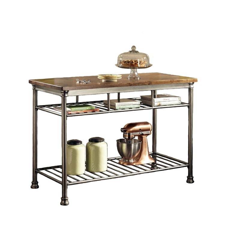Pemberly Row Traditional styled Kitchen Island in Brown Finish
