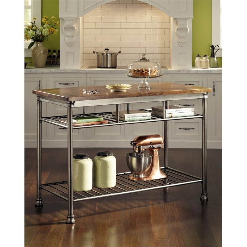 Pemberly Row Traditional styled Kitchen Island in Brown Finish