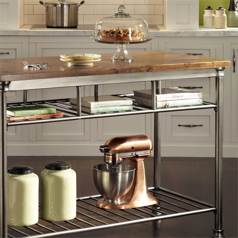 Pemberly Row Traditional styled Kitchen Island in Brown Finish