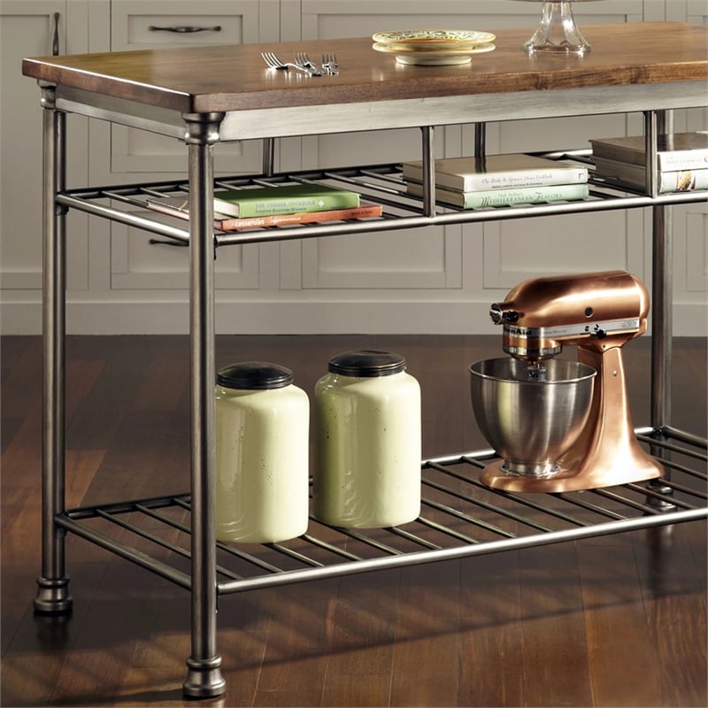 Pemberly Row Traditional styled Kitchen Island in Brown Finish