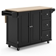 Pemberly Row Mobile Kitchen Island Cart w/ Wood Drop Leaf Breakfast Bar in Black