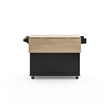 Pemberly Row Mobile Kitchen Island Cart w/ Wood Drop Leaf Breakfast Bar in Black