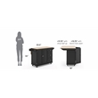 Pemberly Row Mobile Kitchen Island Cart w/ Wood Drop Leaf Breakfast Bar in Black