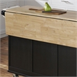 Pemberly Row Mobile Kitchen Island Cart w/ Wood Drop Leaf Breakfast Bar in Black