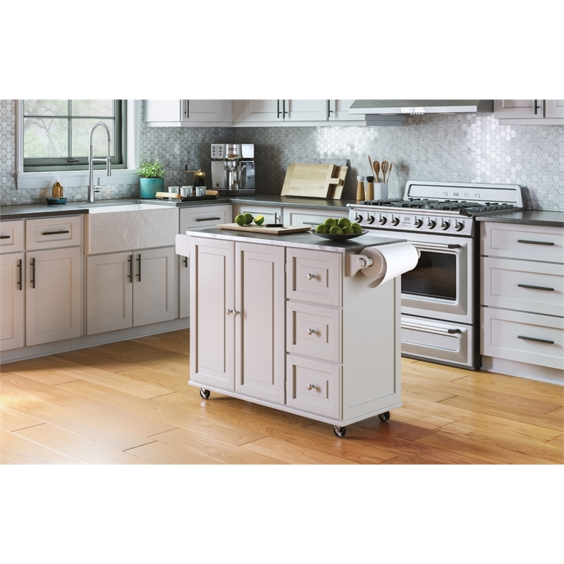 Pemberly Row Modern / Contemporary Wood Kitchen Cart in Off White