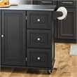 Pemberly Row Modern / Contemporary Wood Kitchen Cart in Black