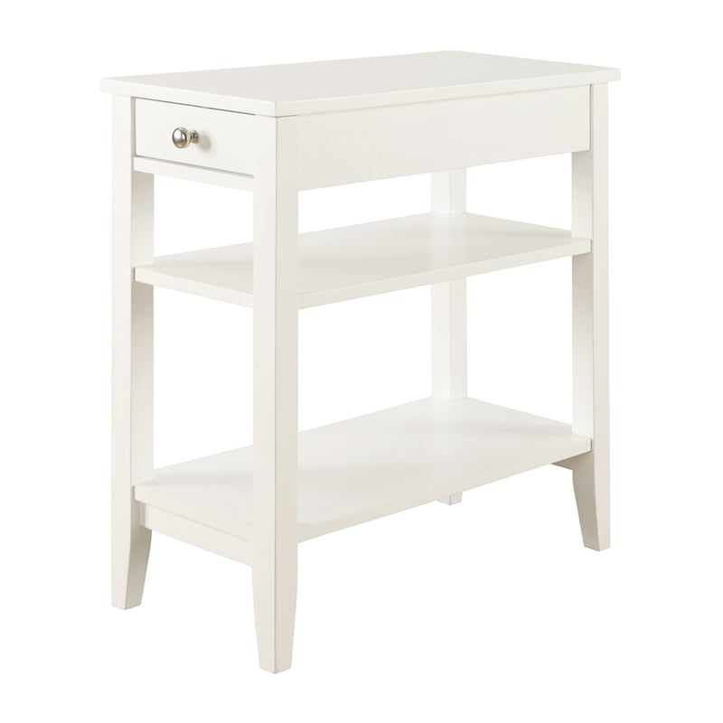 Pemberly Row Modern Three Tier End Table in White Wood Finish