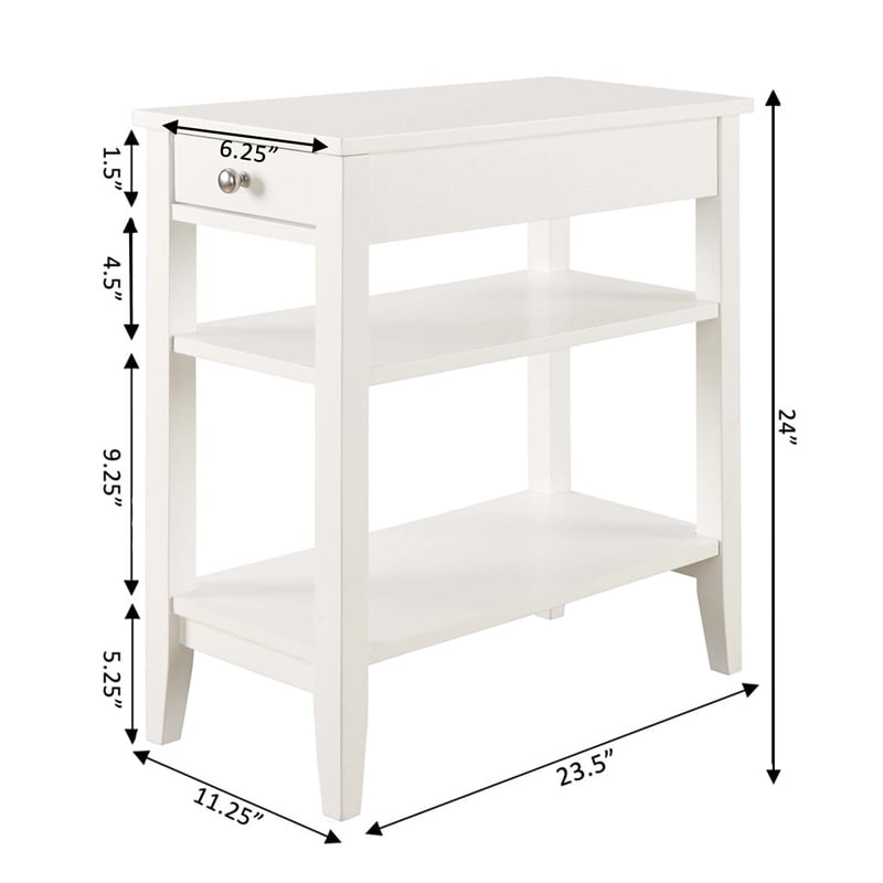 Pemberly Row Modern Three Tier End Table in White Wood Finish