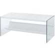 Pemberly Row Coffee Table in White Wood Finish and Clear Glass