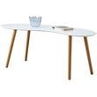 Pemberly Row Bean-Shaped Coffee Table in Glossy White Wood Finish