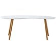 Pemberly Row Bean-Shaped Coffee Table in Glossy White Wood Finish