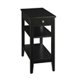 Pemberly Row Three-Tier End Table with Drawer in Black Wood Finish
