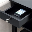Pemberly Row Three-Tier End Table with Drawer in Black Wood Finish