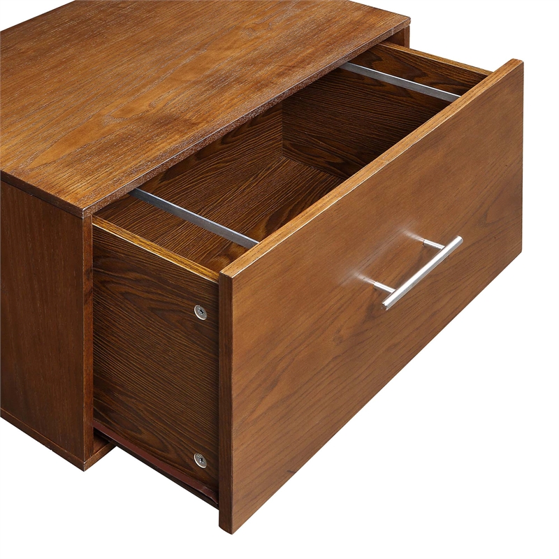 Pemberly Row Ladder Bookcase with File Drawer in Caramel Wood Finish